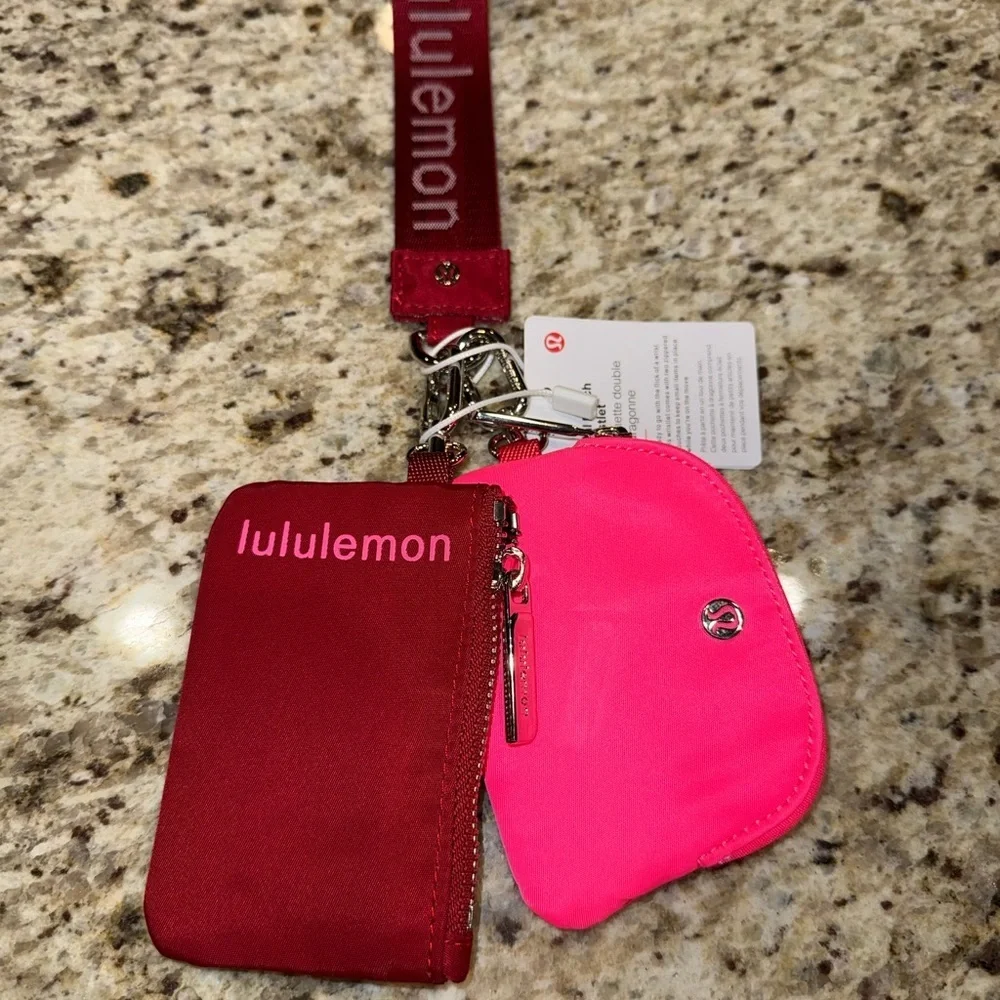 lululemon Key Chain Multicolor Women's Fabric Metal Logo Strap Zipper Accent